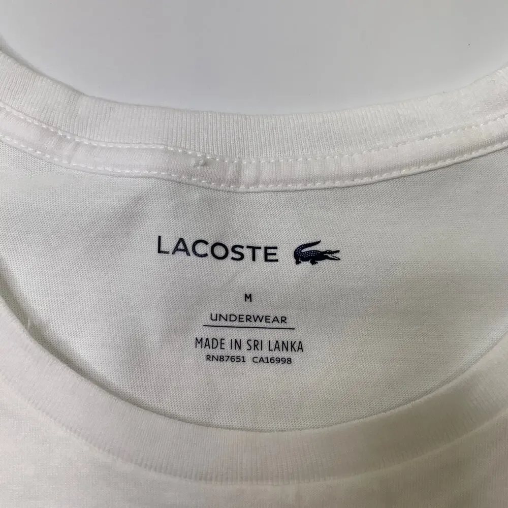 Lacoste T Shirt Mens M Medium Cotton Underwear Undershirt Sleep Baselayer